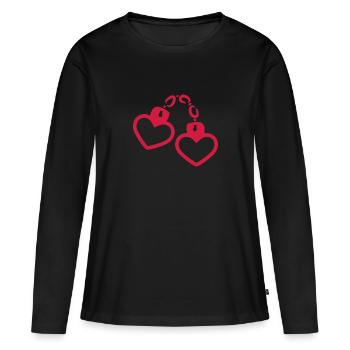 Coeur de menottes - T-shirt manches longues Premium bio Femme - noir - Devant - Julia (174cm)