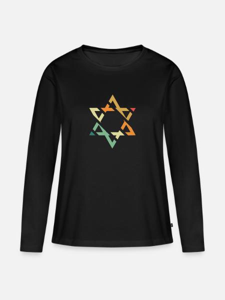 Davidstern - Frauen Premium Bio Langarmshirt - Schwarz