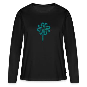 Cloverleaf Symbol Celtic Symbols - Women's Premium Organic Long Sleeve Shirt - black - Front - Julia (174cm)