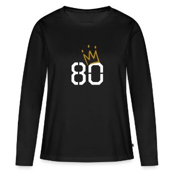80th birthday - Women's Premium Organic Long Sleeve Shirt - black - Front - Julia (174cm)