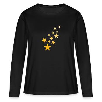 Étoile astérisque motif ciel étoilé - T-shirt manches longues Premium bio Femme - noir - Devant - Julia (174cm)