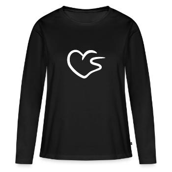 Lettre initiale du coeur S - T-shirt manches longues Premium bio Femme - noir - Devant - Julia (174cm)
