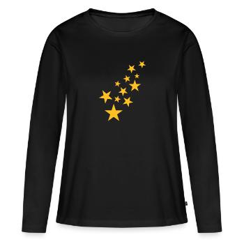 Modèle astérisque symbole étoile - T-shirt manches longues Premium bio Femme - noir - Devant - Julia (174cm)
