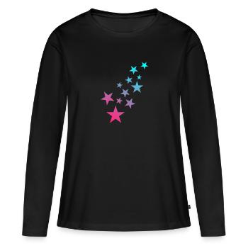 Modèle astérisque symbole étoile - T-shirt manches longues Premium bio Femme - noir - Devant - Julia (174cm)