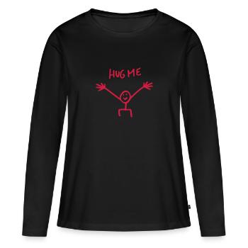 Hug Me Hug cadeau de bonhomme allumette - T-shirt manches longues Premium bio Femme - noir - Devant - Julia (174cm)