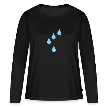 Icône de gouttes de pluie gouttes de pluie - T-shirt manches longues Premium bio Femme - noir - Devant - Julia (174cm)