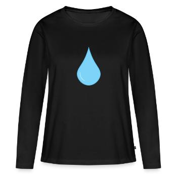 Icône de gouttes de pluie gouttes de pluie - T-shirt manches longues Premium bio Femme - noir - Devant - Julia (174cm)