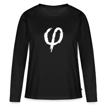 Brosse d'icône signe phi - T-shirt manches longues Premium bio Femme - noir - Devant - Julia (174cm)