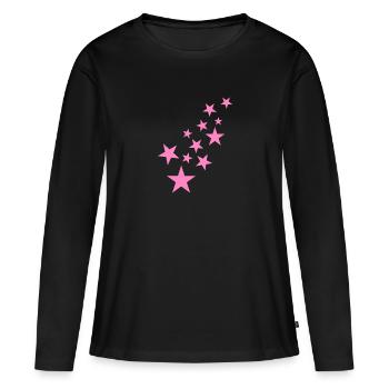 Icône de motif astérisque étoile rose - T-shirt manches longues Premium bio Femme - noir - Devant - Julia (174cm)