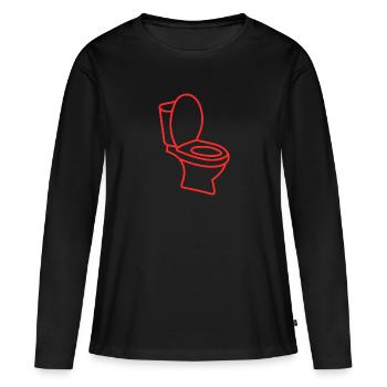 Toilette toilette cadeau d’humour - T-shirt manches longues Premium bio Femme - noir - Devant - Julia (174cm)