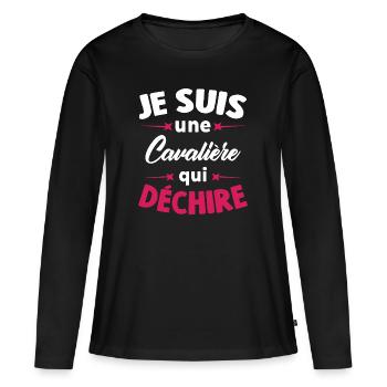 Je suis une Cavalière qui déchire - T-shirt manches longues Premium bio Femme - noir - Devant - Julia (174cm)