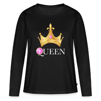Queen Précieuse Cadeau Fille Ou Femme - T-shirt manches longues Premium bio Femme - noir - Devant - Julia (174cm)