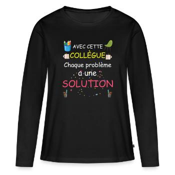 Collègue Femme Humour Partenaire De Travail - T-shirt manches longues Premium bio Femme - noir - Devant - Julia (174cm)