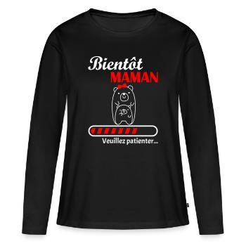 Bientôt Maman, future mère, annonce grossesse - T-shirt manches longues Premium bio Femme - noir - Devant - Julia (174cm)