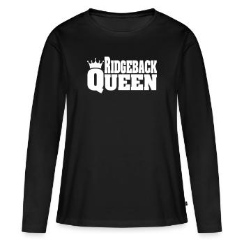 RIDGEBACK QUEEN Rhodesian Ridgeback - Frauen Premium Bio Langarmshirt - Schwarz - Vorne - Julia (174cm)