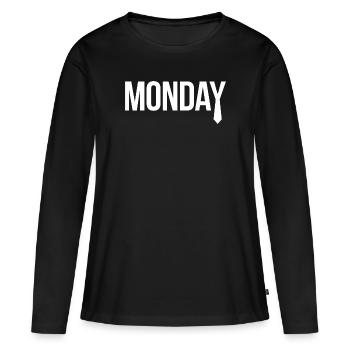 Lundi - Montag - T-shirt manches longues Premium bio Femme - noir - Devant - Julia (174cm)