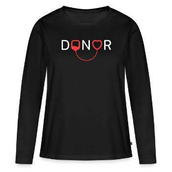 Donateur - Dépensier - T-shirt manches longues Premium bio Femme - noir - Devant - Julia (174cm)