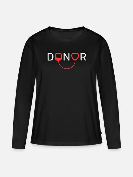 Donor - Spender - Frauen Premium Bio Langarmshirt - Schwarz