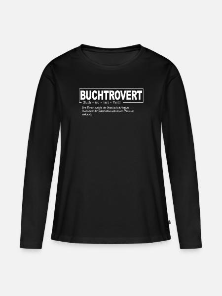 Buchtrovert - Frauen Premium Bio Langarmshirt - Schwarz