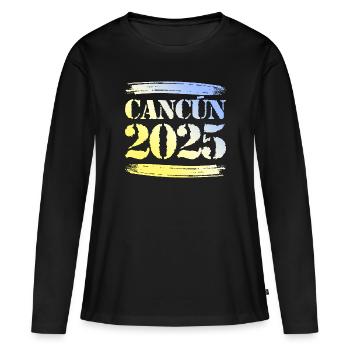 Cancún 2025 - T-shirt manches longues Premium bio Femme - noir - Devant - Julia (174cm)