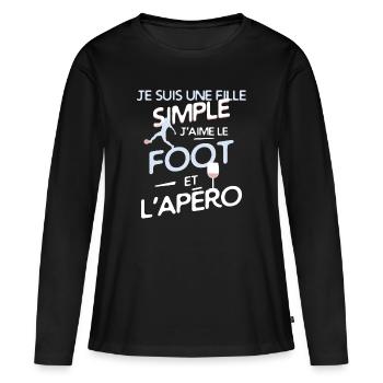 Football féminin / Footballeuse - une fille simple - T-shirt manches longues Premium bio Femme - noir - Devant - Julia (174cm)