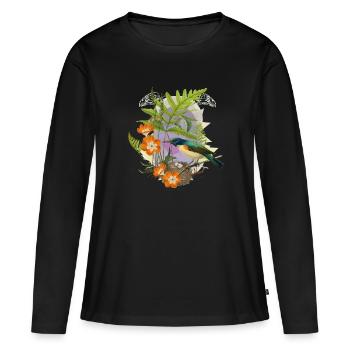 Birds Nest - Frauen Premium Bio Langarmshirt - Schwarz - Vorne - Julia (174cm)