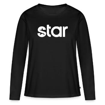 Star - Stern - Frauen Premium Bio Langarmshirt - Schwarz - Vorne - Julia (174cm)