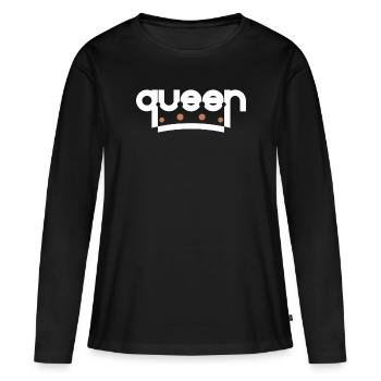 Queen - Königin - Frauen Premium Bio Langarmshirt - Schwarz - Vorne - Julia (174cm)
