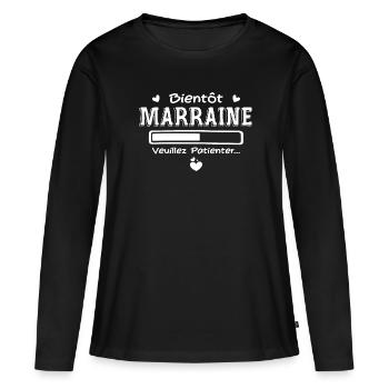Bientôt marraine - Humour Marraine Future Marraine - T-shirt manches longues Premium bio Femme - noir - Devant - Julia (174cm)
