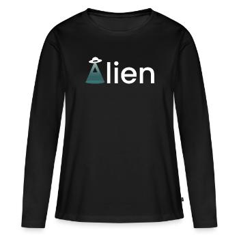 Étranger - T-shirt manches longues Premium bio Femme - noir - Devant - Julia (174cm)