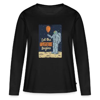 Let the Adventure L’idée de cadeau de Bégin - T-shirt manches longues Premium bio Femme - noir - Devant - Julia (174cm)