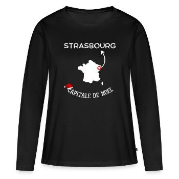 Strasbourg capitale de Noel - T-shirt manches longues Premium bio Femme - noir - Devant - Julia (174cm)