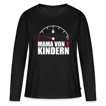 Mama von 4 Kindern Tankanzeige Energie Kraftlos - Frauen Premium Bio Langarmshirt - Schwarz - Vorne - Julia (174cm)