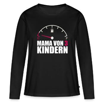 Mama von 3 Kindern Tankanzeige Energie Kraftlos - Frauen Premium Bio Langarmshirt - Schwarz - Vorne - Julia (174cm)