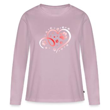 Herz mit Pfötchen und Sternen - Frauen Premium Bio Langarmshirt - Altrosa - Vorne - Julia (174cm)