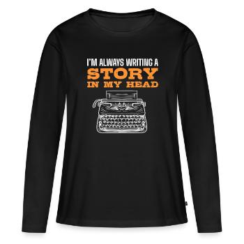 Autor - Frauen Premium Bio Langarmshirt - Schwarz - Vorne - Julia (174cm)