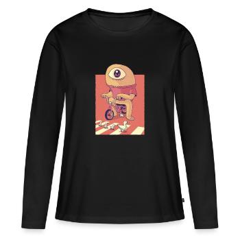 Idée cadeau T-shirt Cyclops Alien - T-shirt manches longues Premium bio Femme - noir - Devant - Julia (174cm)
