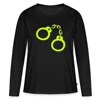 Menottes Jaune - T-shirt manches longues Premium bio Femme - noir - Devant - Julia (174cm)