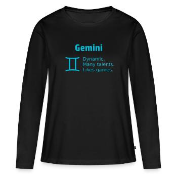 Horoscope des signes du zodiaque jumeaux Signes du zodiaque - T-shirt manches longues Premium bio Femme - noir - Devant - Julia (174cm)