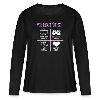 Vorhersage 2023 Werdender Papa Werdende Mama - Frauen Premium Bio Langarmshirt - Schwarz - Vorne - Julia (174cm)