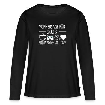 Vorhersage 2023 Werdender Papa Werdende Mama - Frauen Premium Bio Langarmshirt - Schwarz - Vorne - Julia (174cm)