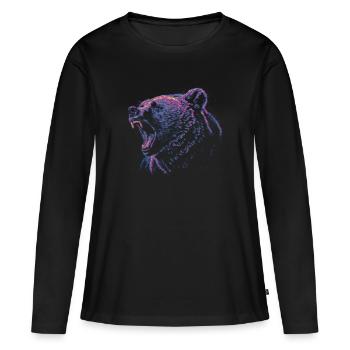 Colored grizzly head - Women's Premium Organic Long Sleeve Shirt - black - Front - Julia (174cm)