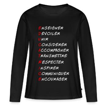 Éducatrice - T-shirt manches longues Premium bio Femme - noir - Devant - Julia (174cm)