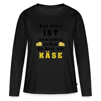 Käse - Frauen Premium Bio Langarmshirt - Schwarz - Vorne - Julia (174cm)