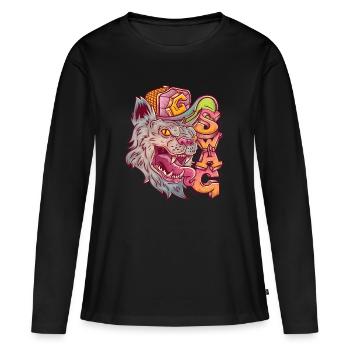 Wild Cat Swag dans le style graffiti. - T-shirt manches longues Premium bio Femme - noir - Devant - Julia (174cm)