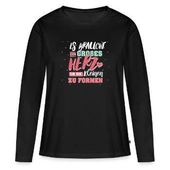 Landwirt Shirt-Großes Herz - Frauen Premium Bio Langarmshirt - Schwarz - Vorne - Julia (174cm)