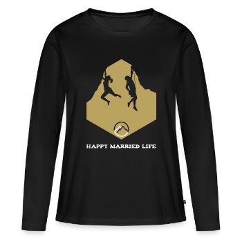 Happy Married Climbing Life. Love Rock Climbing. - Women's Premium Organic Long Sleeve Shirt - black - Front - Julia (174cm)