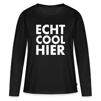 Echt cool hier - Frauen Premium Bio Langarmshirt - Schwarz - Vorne - Julia (174cm)