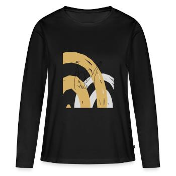 Copines Amitié Amitié melawerttext - T-shirt manches longues Premium bio Femme - noir - Devant - Julia (174cm)