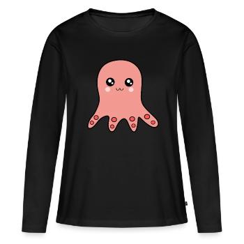Kawaii Pieuvre Kawaii Fille Kawaii Manga - T-shirt manches longues Premium bio Femme - noir - Devant - Julia (174cm)